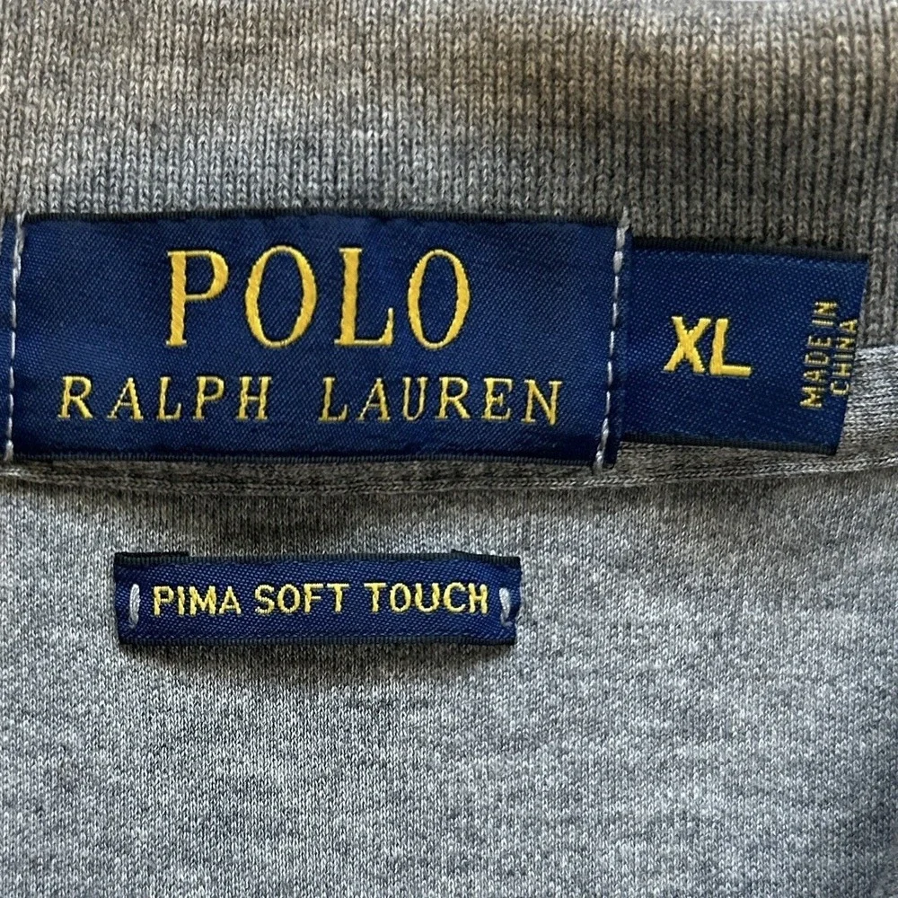 Polo RALPH LAUREN Gray Polo sx XL 100% Cotton Pima Business Casual Neutral